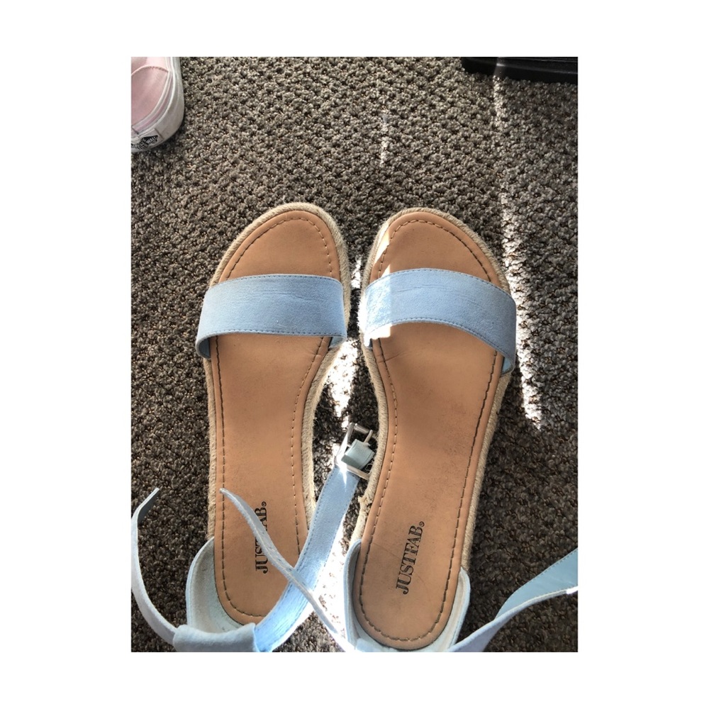 Light blue buckle sandals